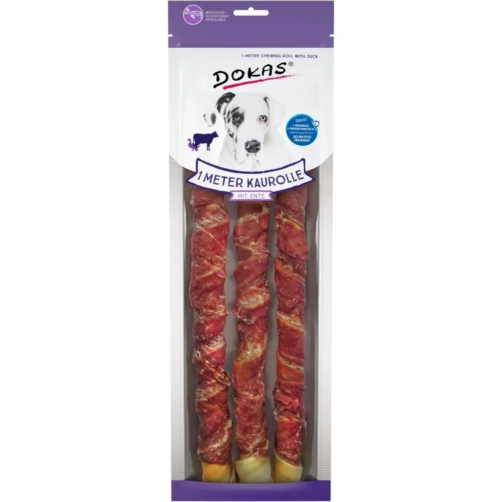 Dokas 1 meter tyggepind med and 315 g - ekstra lang tyggeven til hunde